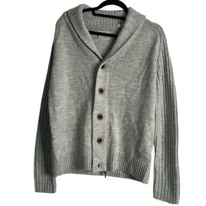 7 diamonds gray zip up button up wool blend sweater cardigan size large
